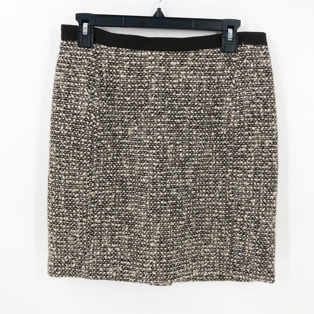 Talbots Womens Skirt Size 6 PETITE Brown Tweed Wool Blend